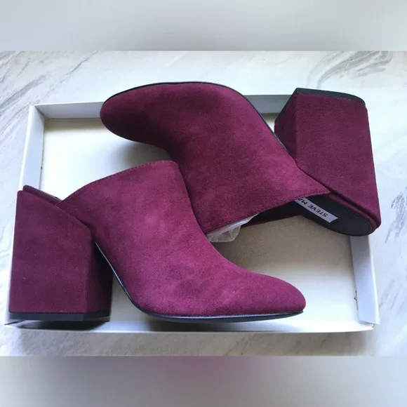 Burgundy Suede Clogs - Picture 1 of 10
